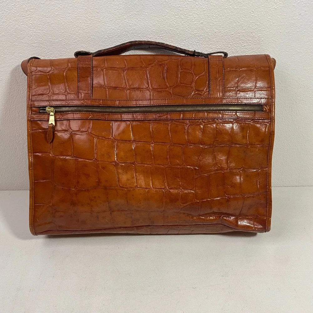 Vintage Mulberry Leather Briefcase Hunter Cango Croc Embossed HB5564/123